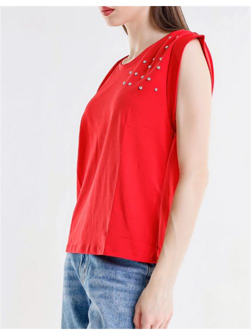 Canotta arricciata applicazioni Met Met | M 305TSROSSO